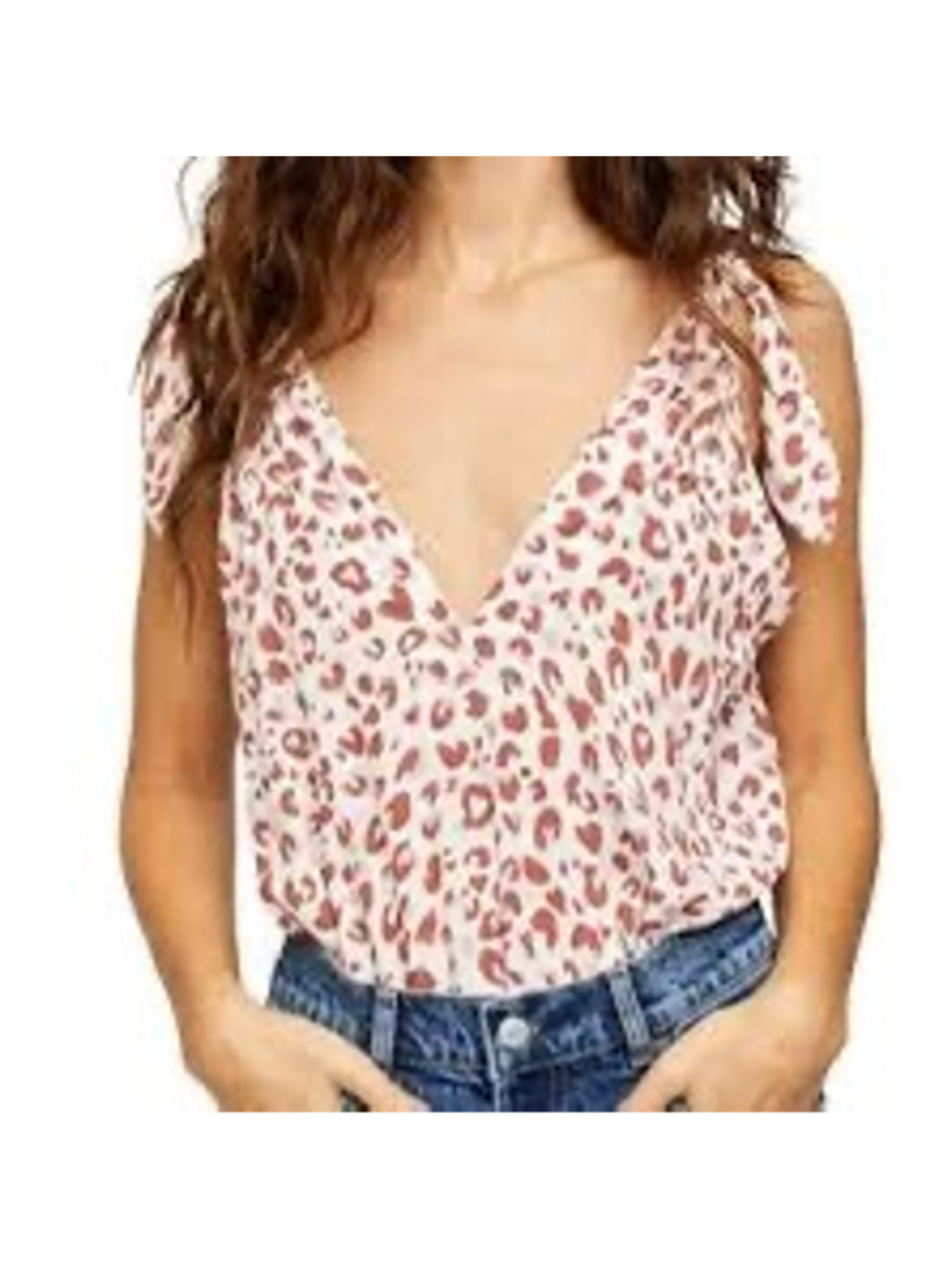 Free People Bare It All Bodysuit Size L White Red Leopard Print NWT